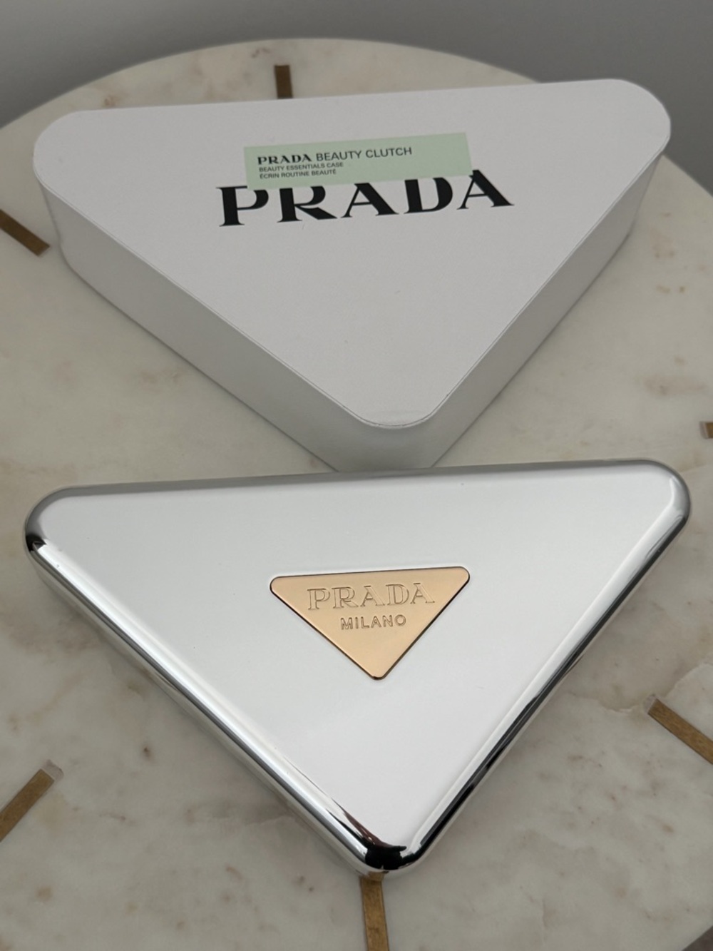 Authentic Prada Metallic Silver Clutch - Picture 2 of 4
